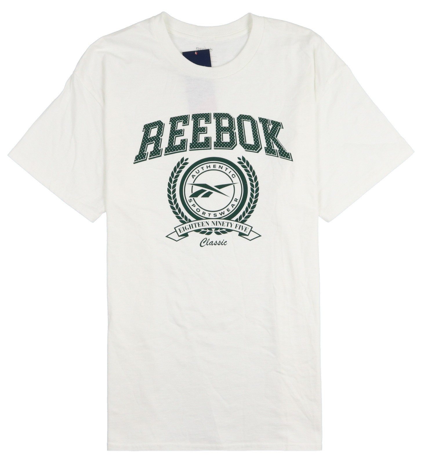 REEBOK Vintage Logo T-Shirt sz L Large White Green