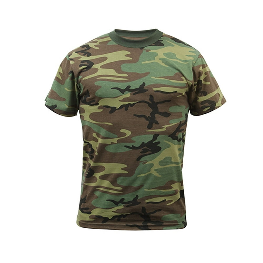 Traditional Woodland Camo T-Shirt Camouflage Army Navy Hunting Hiking SWAT XS-7X gallery