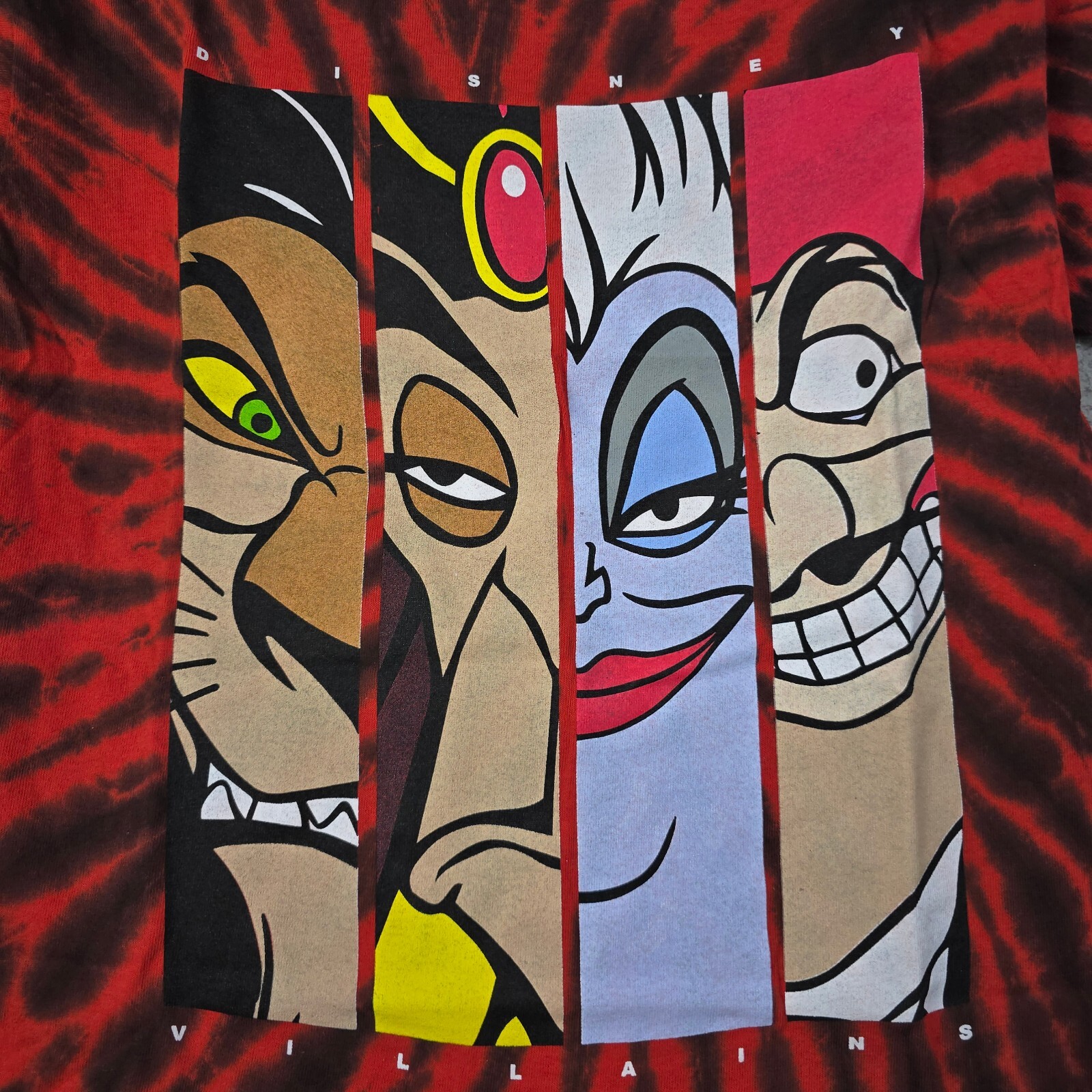 Disney Villains Shirt Men Medium Red Tie Dye Cartoon Retro Outdoor Classic NWT B gallery