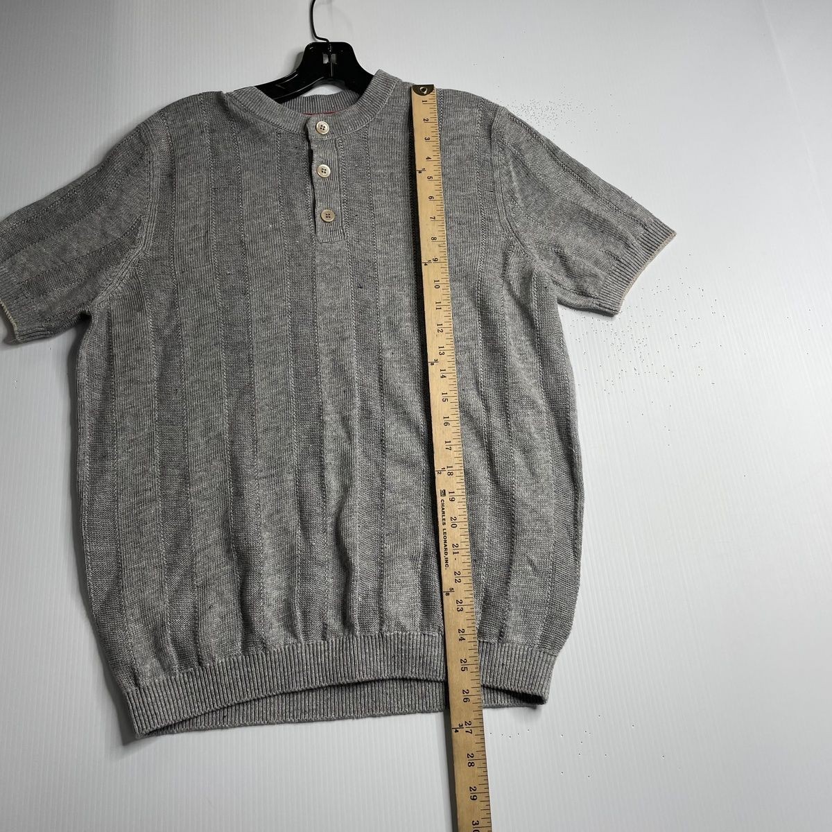 BRUNELLO CUCINELLI Textured Rib Knit T-Shirt Men's Size US 38 Gray gallery