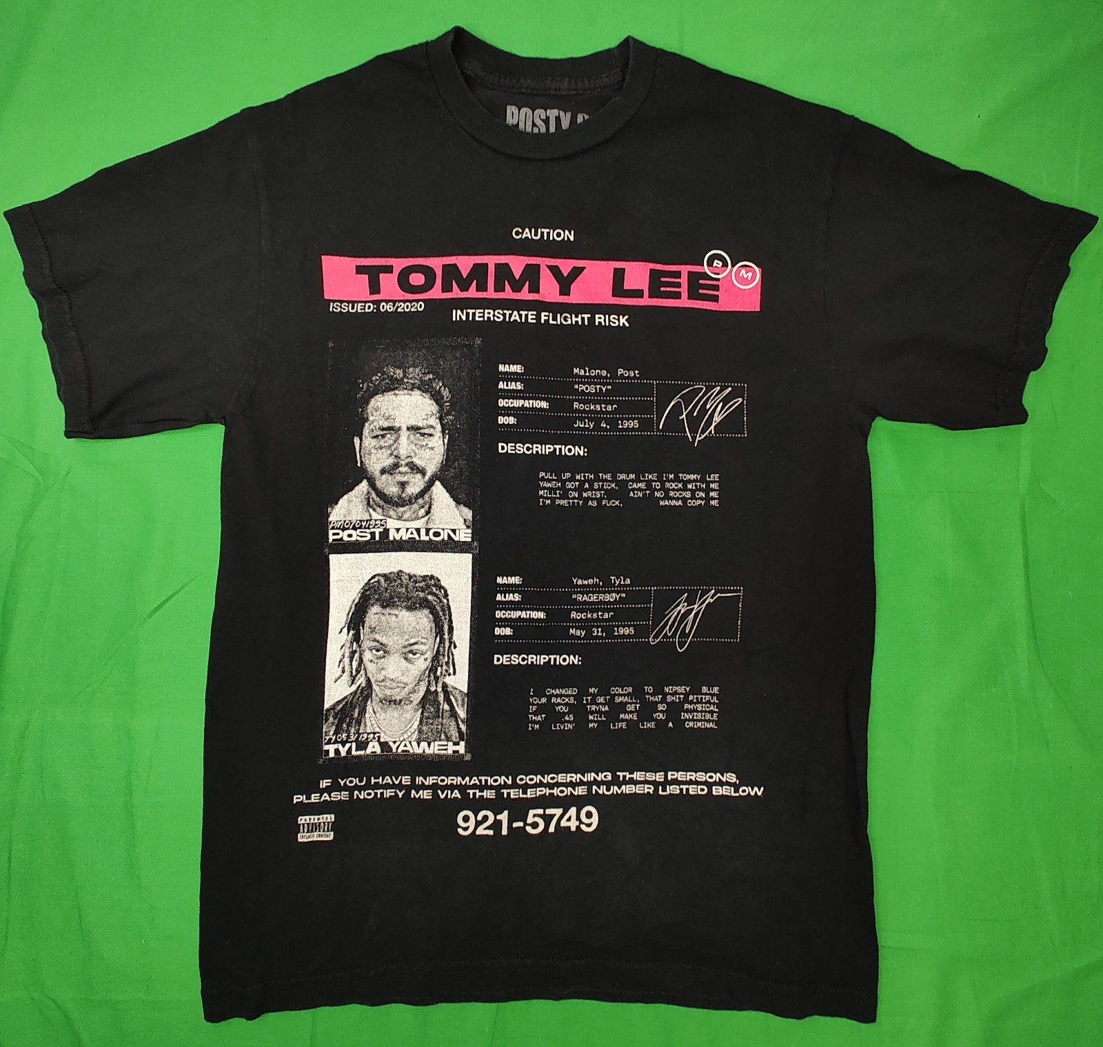 Posty Co Men's Size Medium Black Post Malone Tyla Yaweh Graphic Cotton T-Shirt gallery