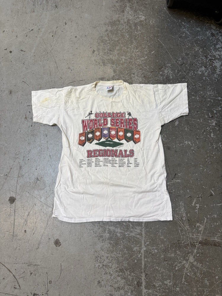 Vintage Single Stitch 1994 College World Series T Shirt Distressed Small Stains