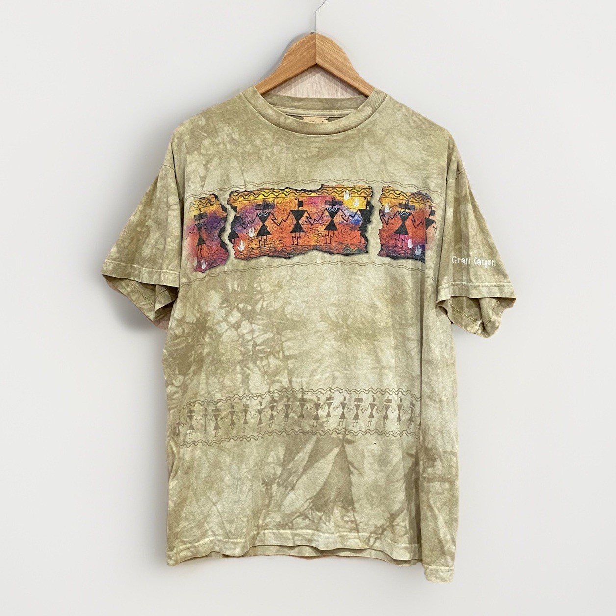 Vintage The Mountain T Shirt Large Leather Tag Grand Canyon Tribal USA Y2K Rare gallery