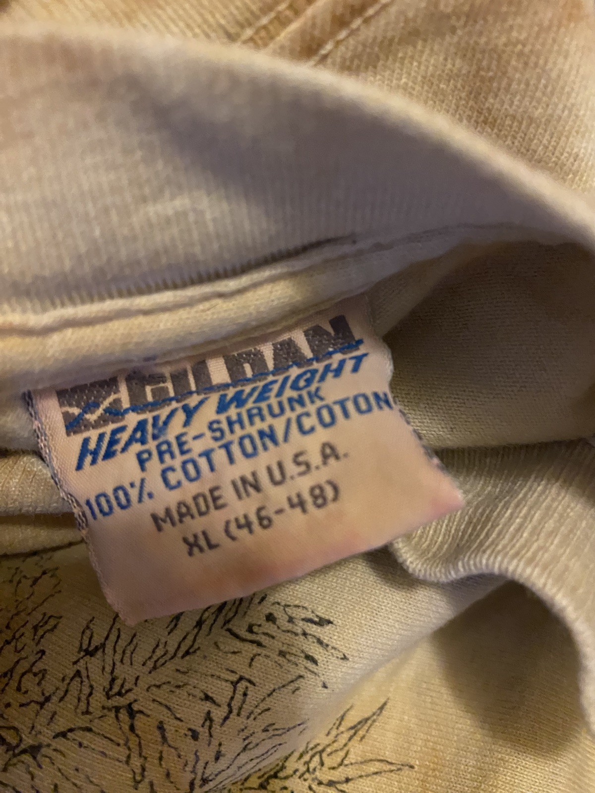 Gildan Arkansas The Natural State Map Graphic T-Shirt Beige XL Crew Neck gallery