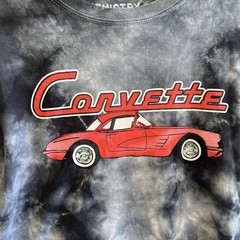 Chemistry Corvette GM Logo Tie-Dye Graphic T-Shirt Men’s S Black Gray Red