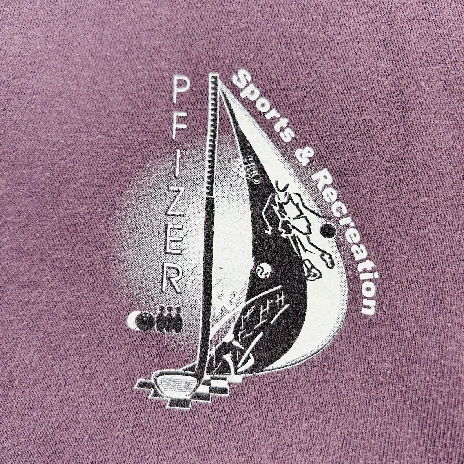 VINTAGE Pfizer Shirt Adult Medium Purple Red Sports Recreation Golf Tennis Mens gallery