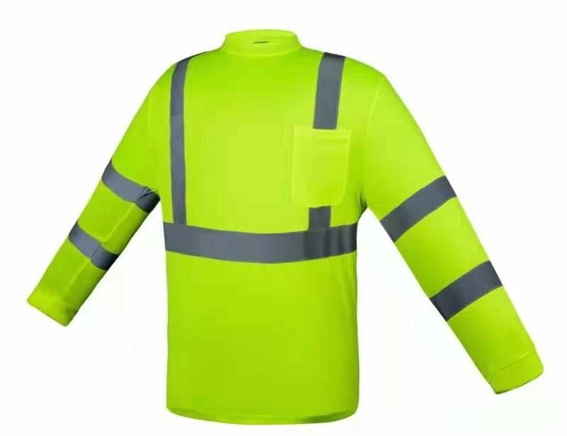 Yellow High Visibility Long Sleeve Safety Shirt Reflective Stripes /Choose Size gallery