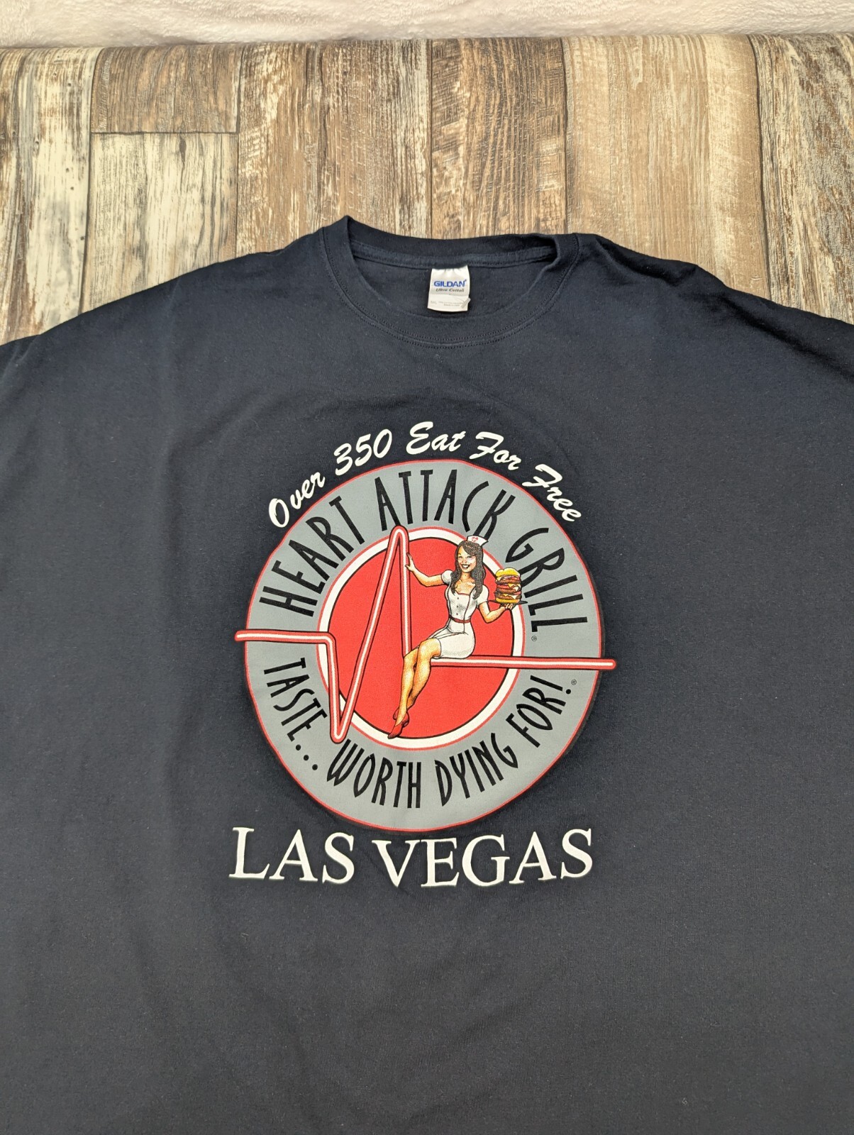 "HEART ATTACK GRILL Taste Worth Dying For" LAS VEGAS Black 5XL Tee Shirt Black. gallery