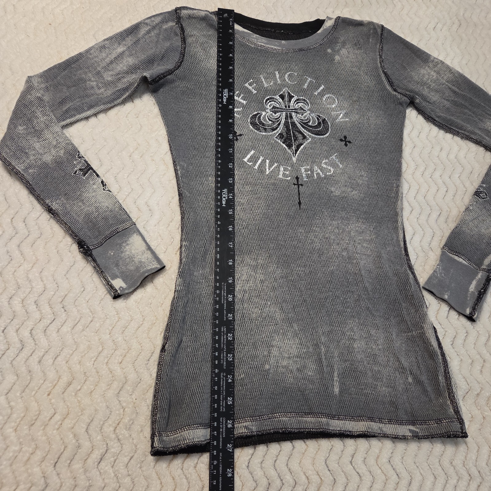Y2K Affliction Live Fast Reversible Thermal Shirt Mens XS Made In USA See Pics gallery
