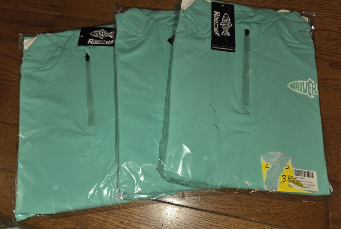3- RIVERRUNS Men's Sun Protection Fishing Shirts LS Green Size 3XL NWT 1/4 ZIP gallery