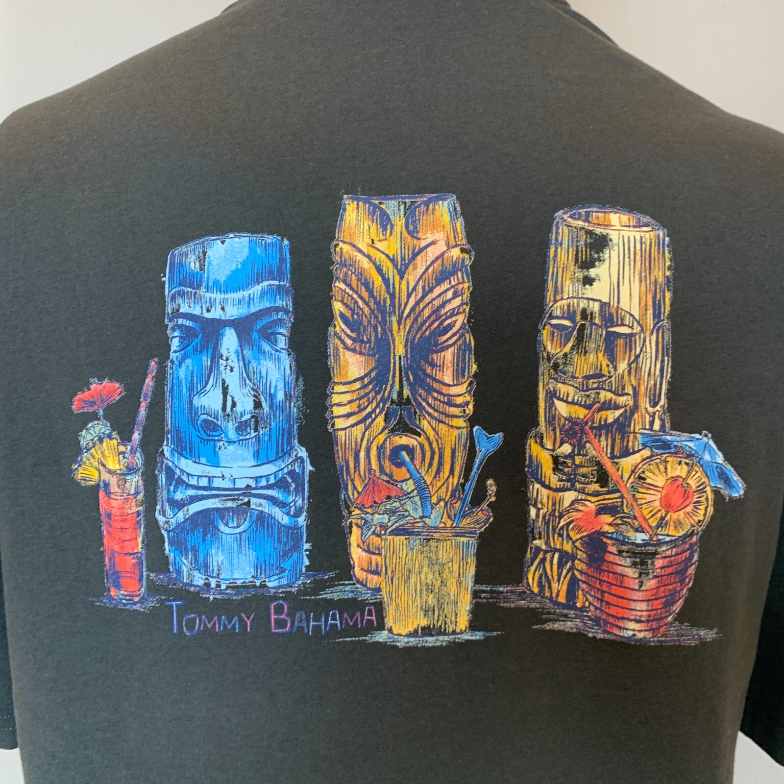 Tommy Bahama Shirt Mens Extra Large Black Short Sleeve Crew Neck Tiki Drinks gallery
