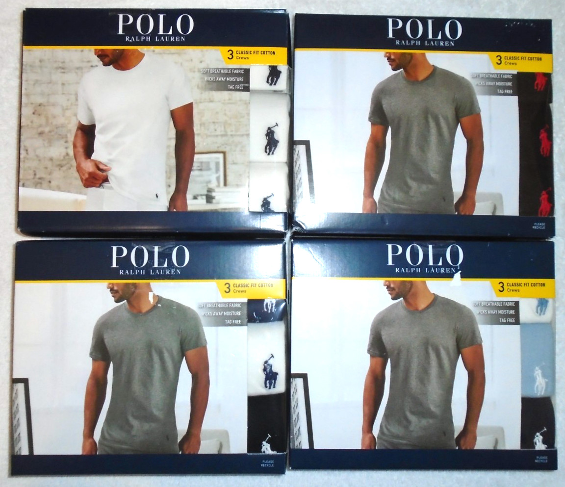 NEW MEN’S “POLO RALPH LAUREN 3 PACK CLASSIC FIT COTTON CREW NECK SHIRTS” CHOOSE!