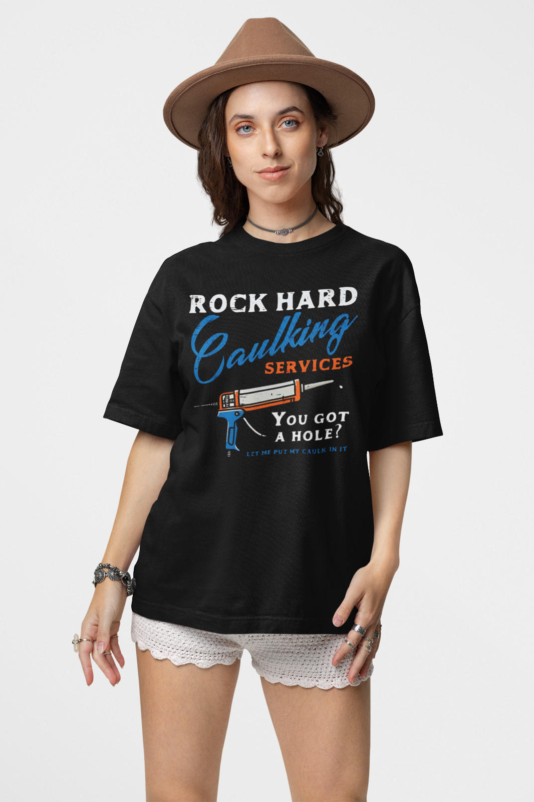 Rock Hard Caulking Services Shirt Funny Construction Tradesman Joke Tee gallery