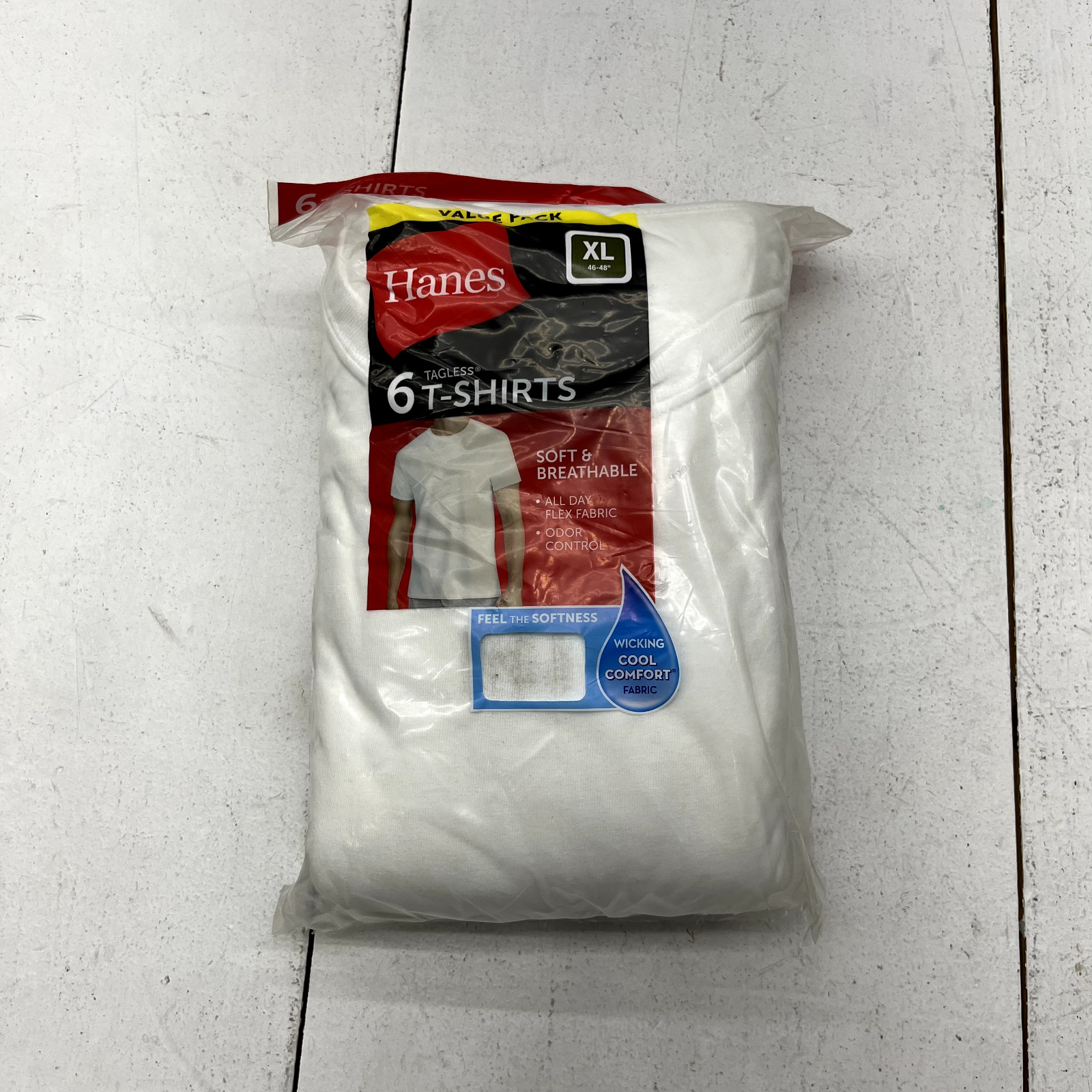 Hanes White 6 Pack Tagless Soft & Breathable T-Shirts Men’s Size X-Large NEW