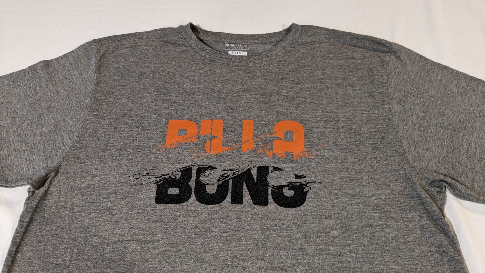 Billabong Tailored Fit Large Gray graphic t-shirt Surf Skate 50% cotton 50% poly gallery