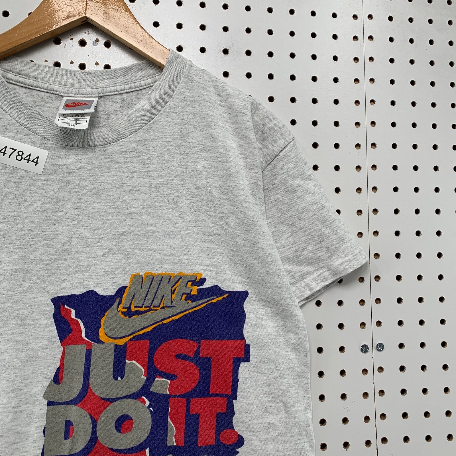 Vintage Nike Baseball T Shirt Mens Large Gray Just Do It Single Stitch USA 90s gallery
