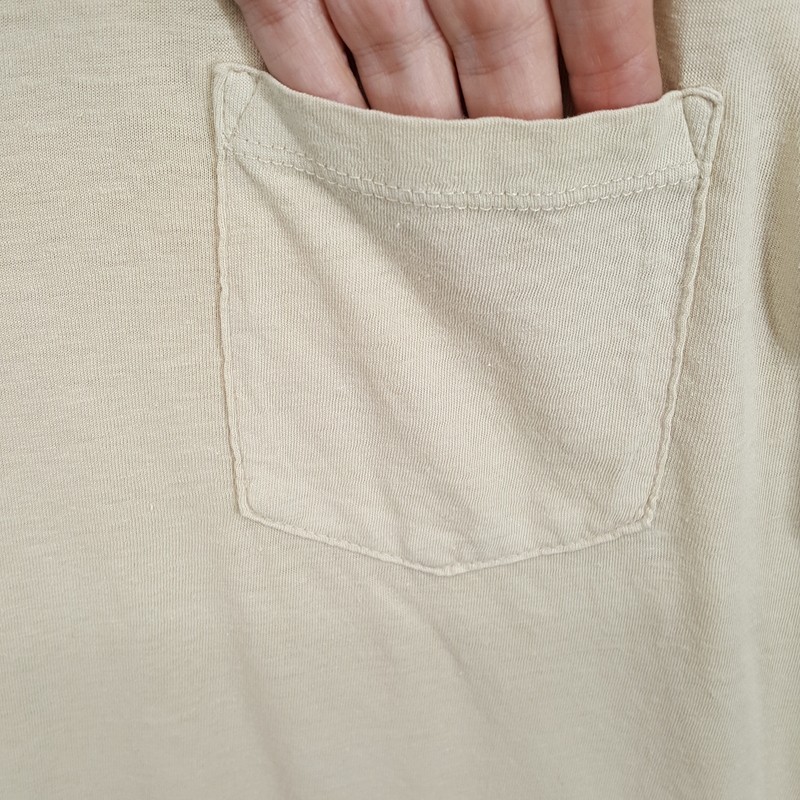 MARINE LAYER Shirt Mens Large Tan Pullover Slub Pocket Tee Hemp Blend gallery