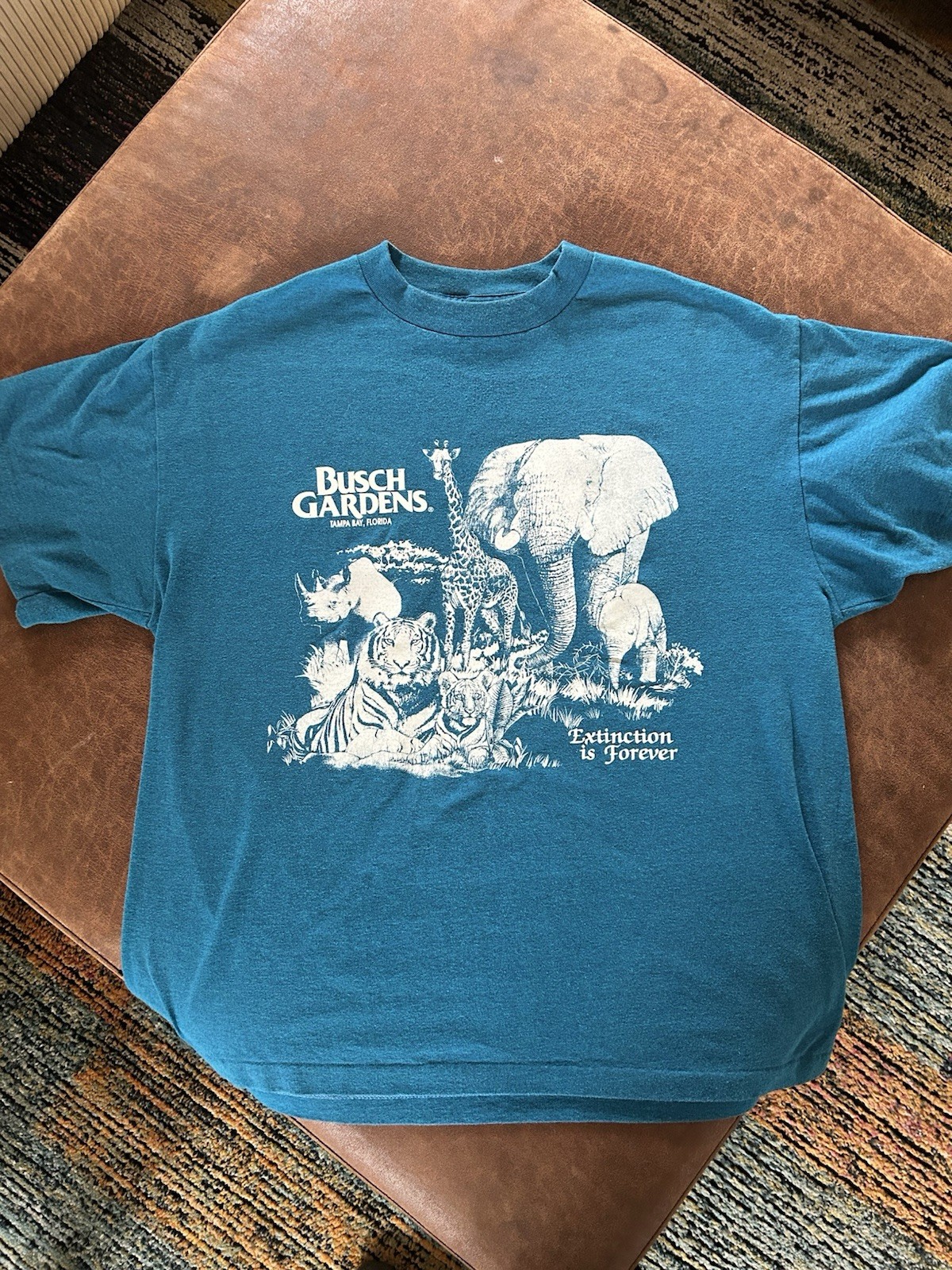 Vintage Busch Gardens Tampa Bay Extinction Is Forever Wildlife Tee XL TeeJays