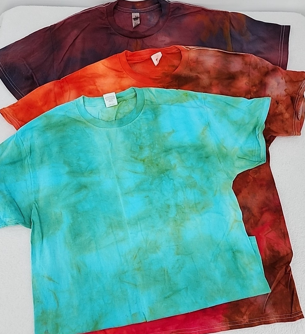 3 Procion Ice Tie Dye Short Sleeve Shirts Unisex Size Large Gildan & Hanes NEW! gallery