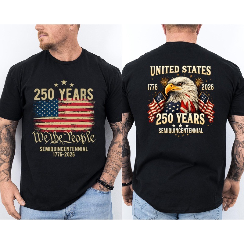 250 Years American Flag 250th Anniversary USA Bald Eagle Front & Back T-Shirt gallery