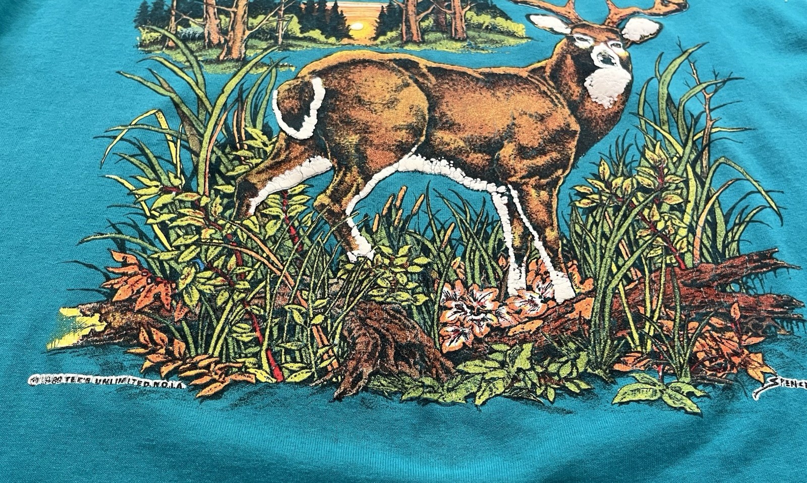 Vintage Georgia tshirt With Deer Single Stitch Teal Green gallery