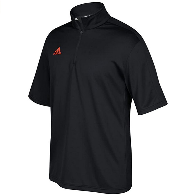 adidas Game Built Short Sleeve Quarter-Zip Top Mens Multi-Sport Black/Orange 2XL