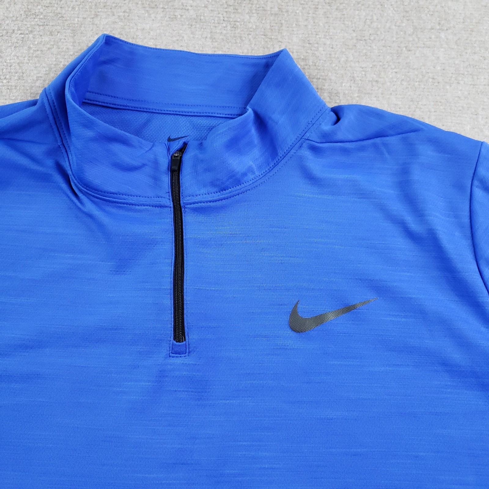 Nike Shirt Mens 2XL XXL Blue Long Sleeve 1/4 Zip pullover Mock Neck Dri-FIT Logo gallery