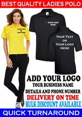 Personalised Custom Printed Ladies Polo Shirt Uneek your text logo workwear top