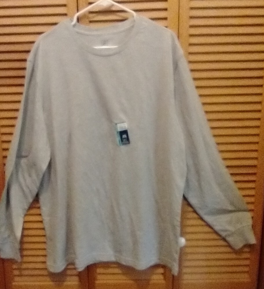 George Shirt Mens XL Gray Long Sleeve Cotton/polyester NWT knit cuffs gallery