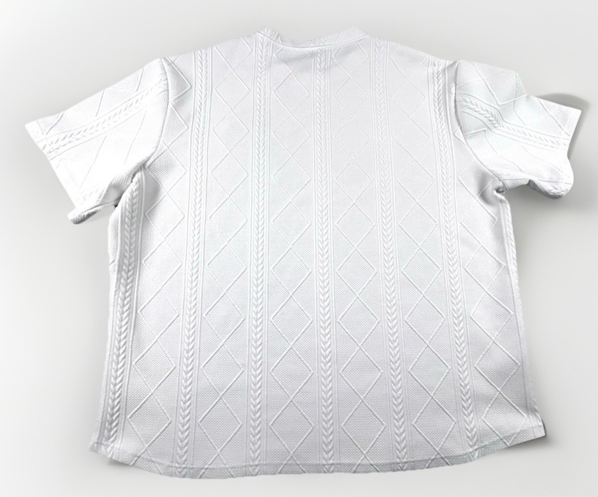 4 XL textured fabric t shirts shorts sleeve white gallery