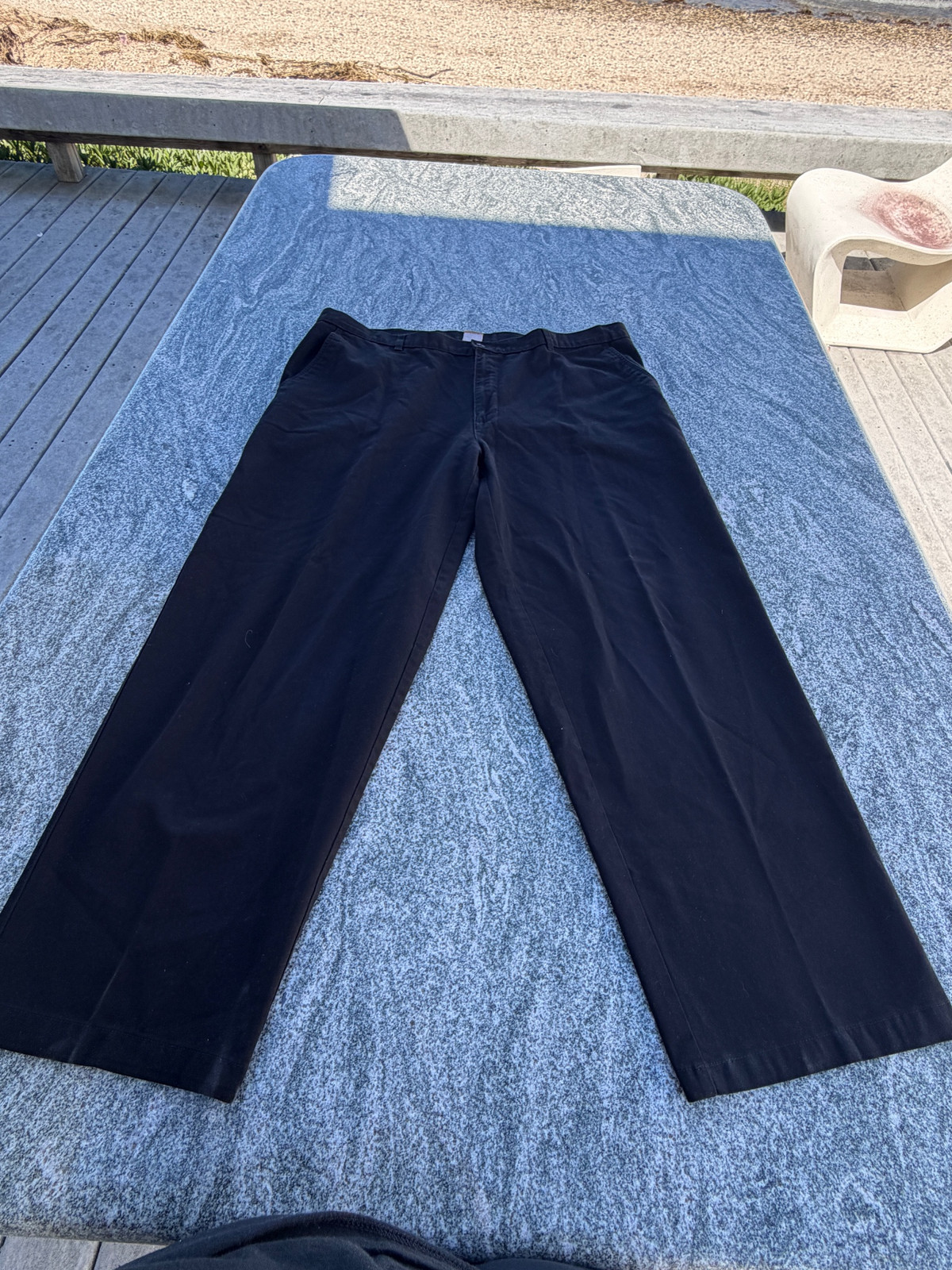 Vintage Black Cotton Unisex Trousers Classic Straight-Leg gallery