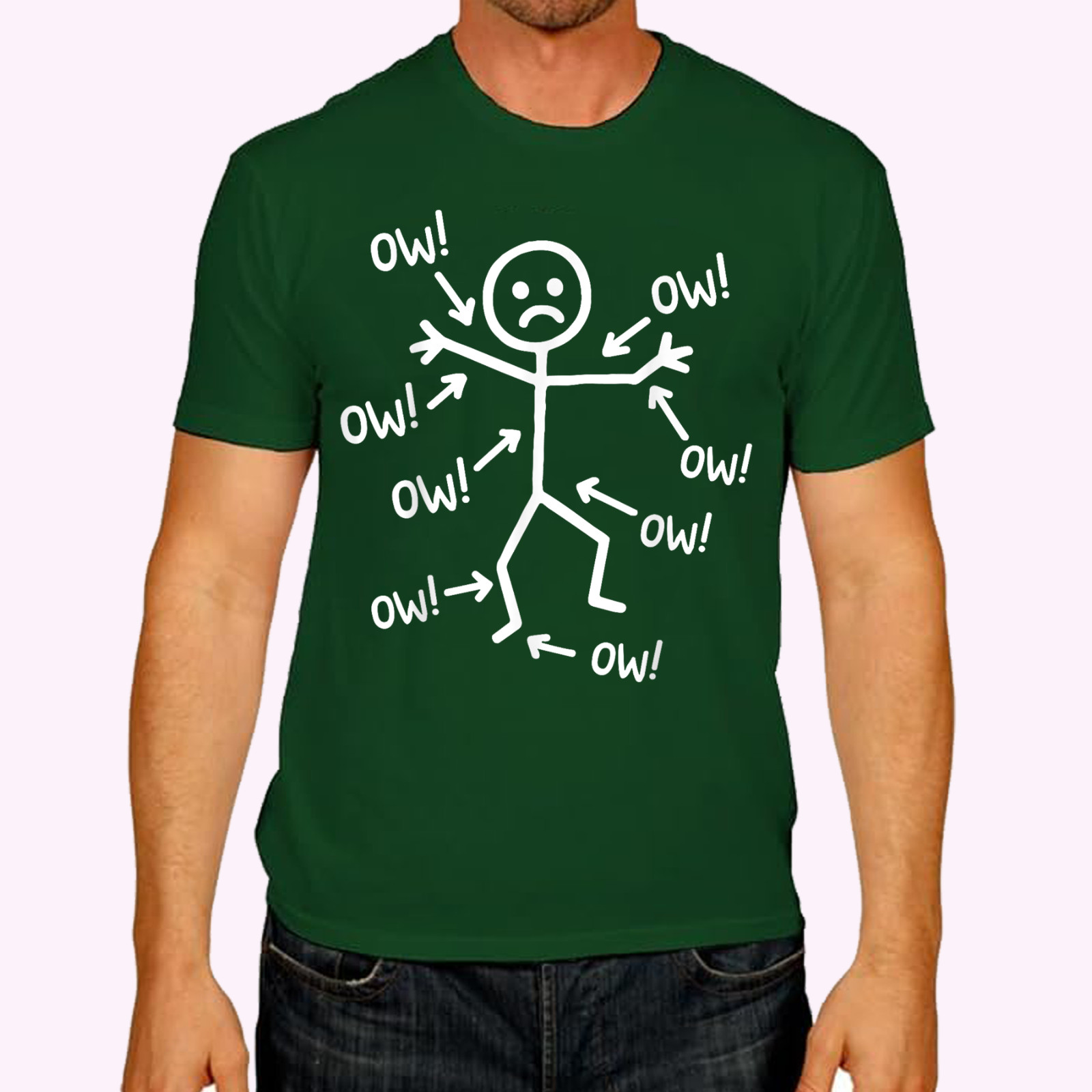 Ow Ow Ow Stick Character Figure Humor Chronic Pain Awareness T-Shirt gallery