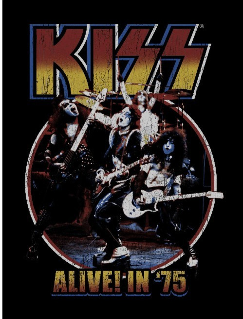 KISS Alive In 75 NWT Men's Size Small S (34-36) Graphic Crew Neck T-Shirt Tee gallery