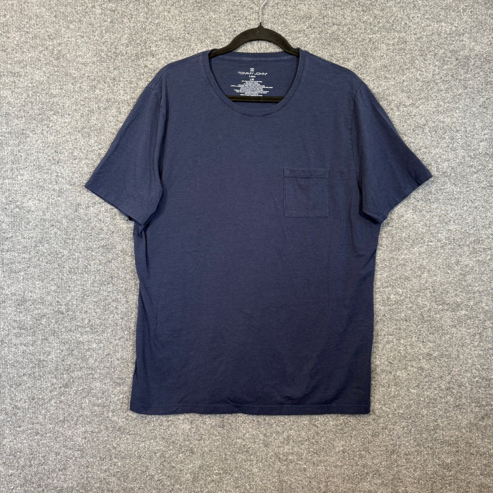 Tommy John Shirt Mens Large Blue Crewneck Pocket Tshirt Pima Cotton Modal Blend gallery