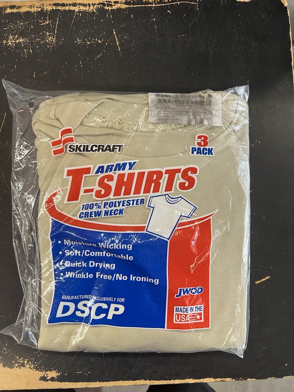 US Army Military Sand T-Shirts 100% Polyester DSCP Desert Medium 3 Pack NEW