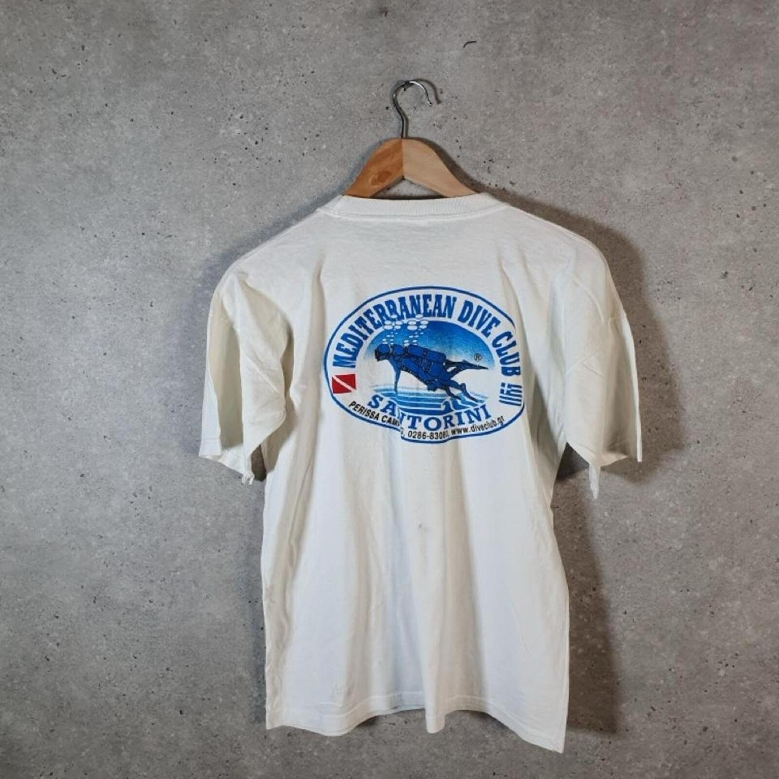 Vintage Mediterranean Dive Club Santorini Single Stitch T-Shirt Men M C29472 gallery