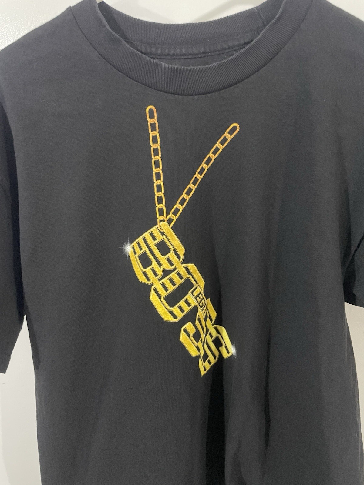WWE Shirt Large Black Short Sleeve Sasha Banks Wrestling Gold Chain Logo Boss gallery