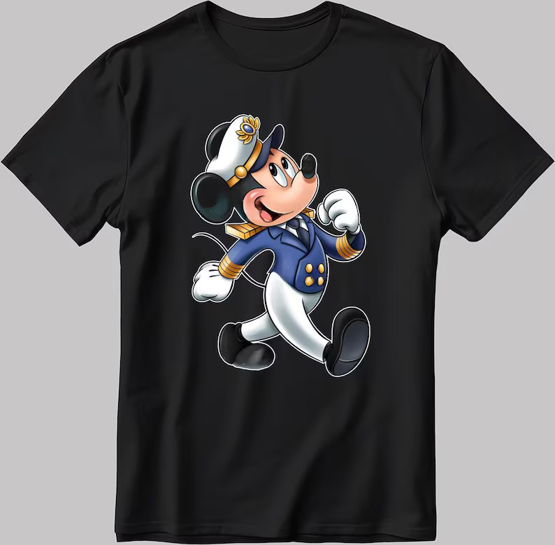 DISNEY CAPTAIN MICKEY CUTE NEW BLACK T SHIRT gallery