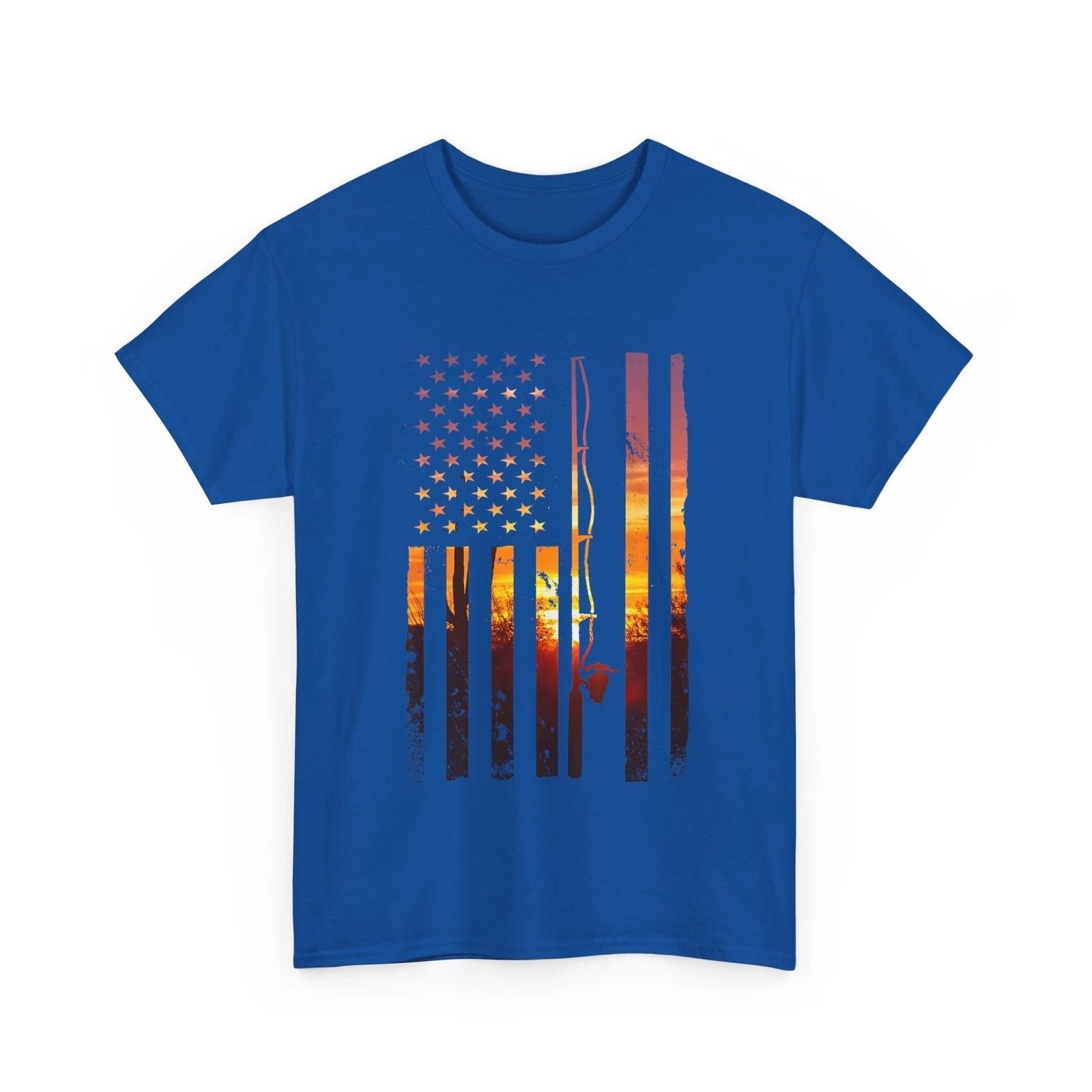 Fishing American Flag Sunset T-Shirt gallery