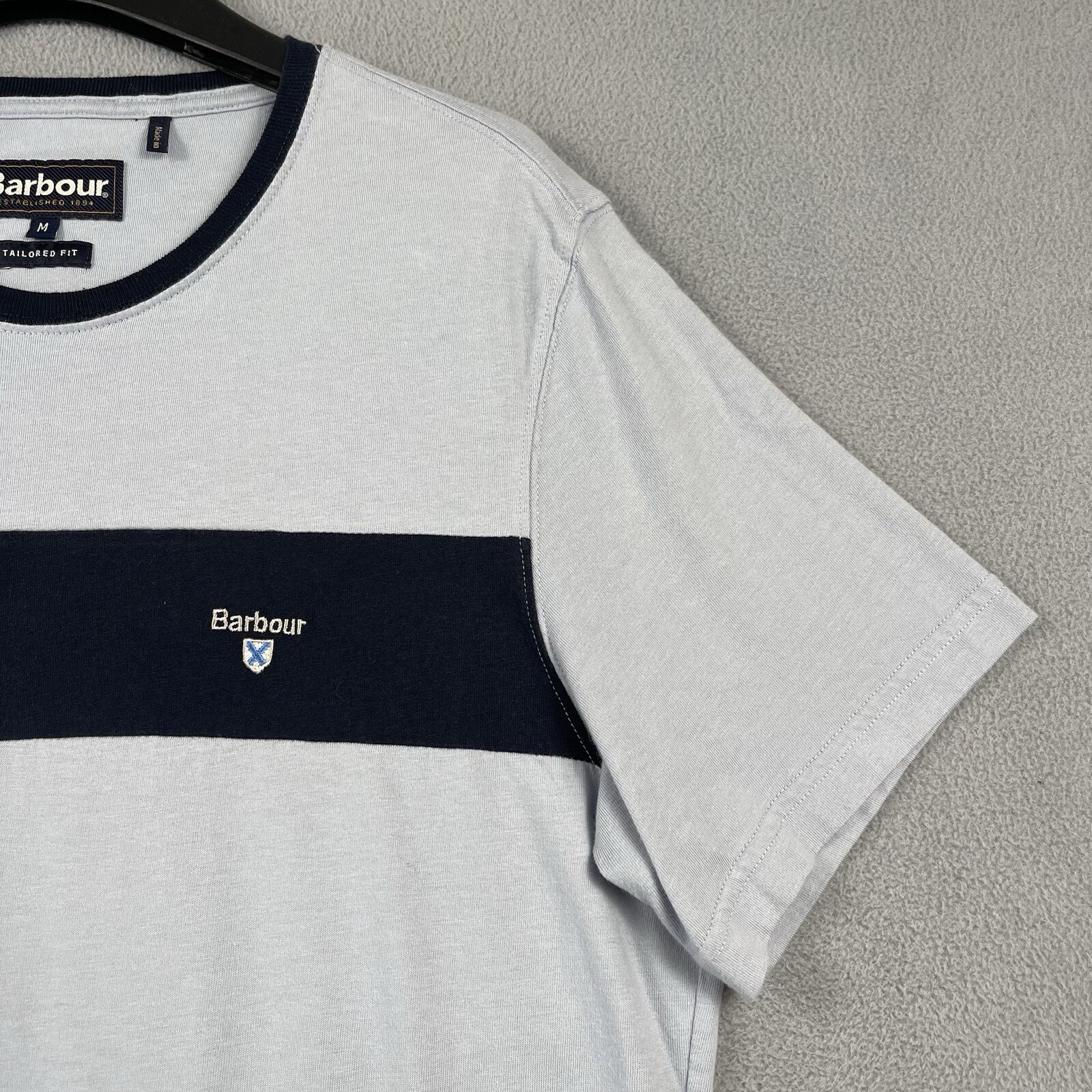 Barbour Shirt Men’s Medium Blue Short Sleeve Logo Outdoor Tee Lifestyle Hiking gallery