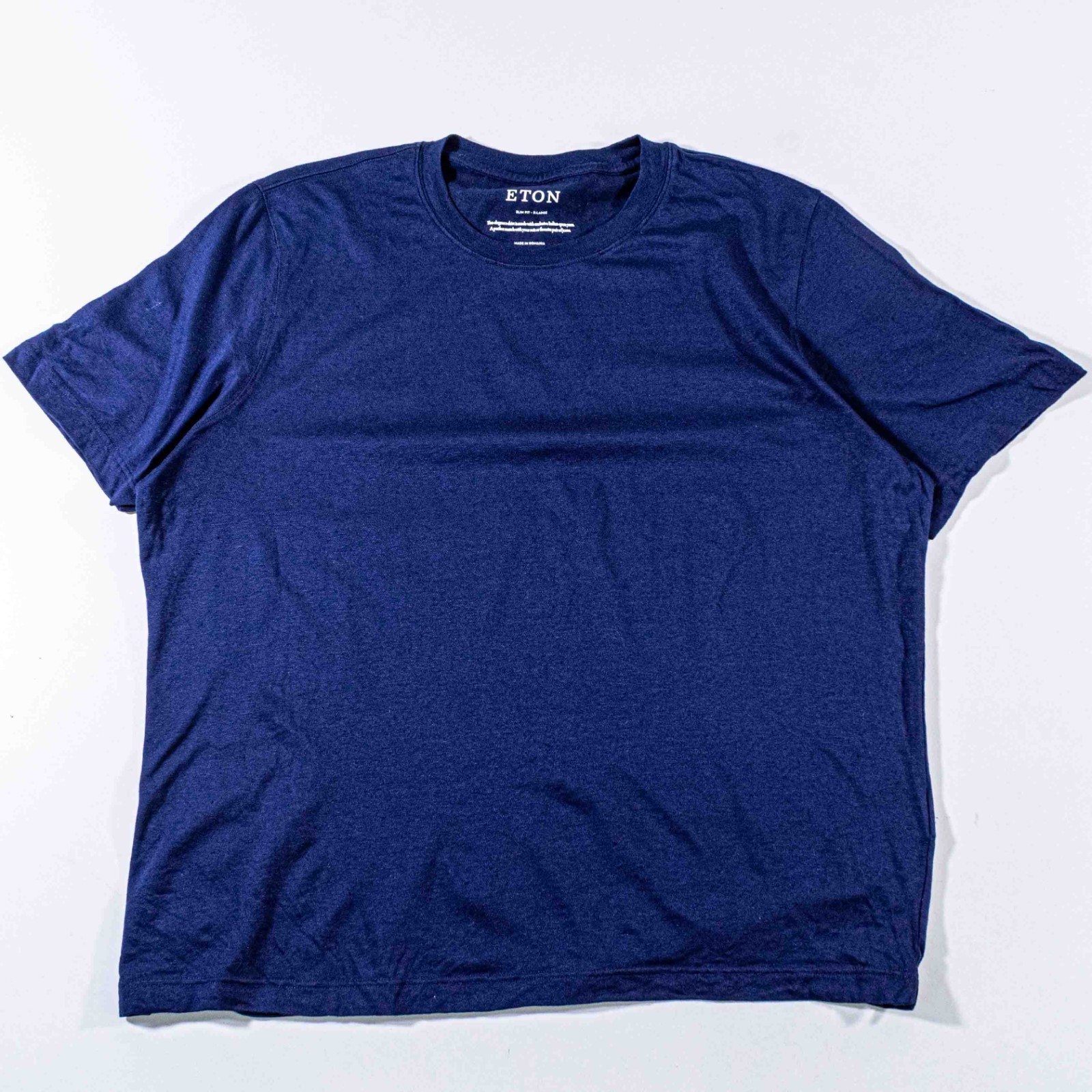 Eton Slim Fit Navy Blue T-Shirt XL Luxury Cotton Linen Blend Knit Tee gallery