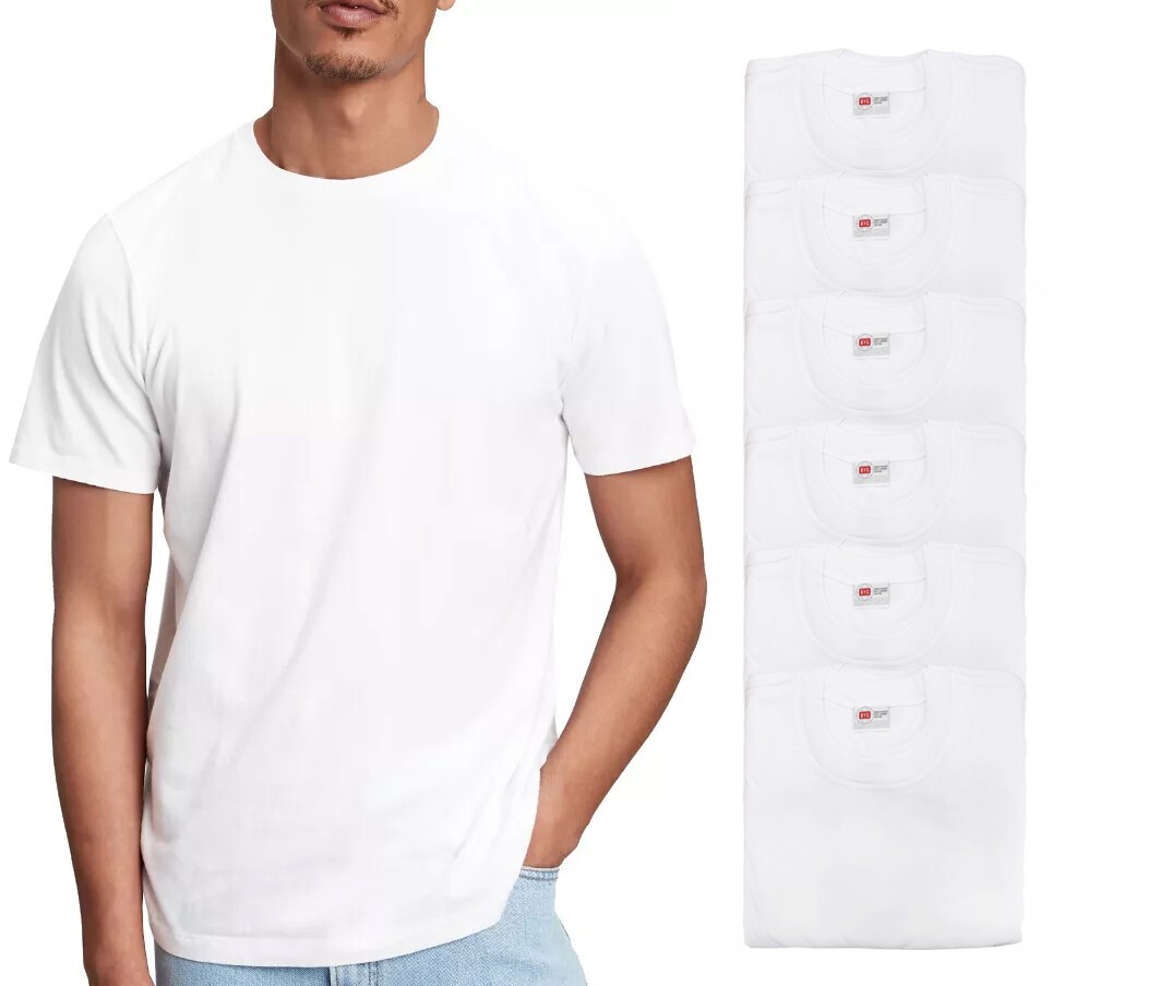 6 Pack BYC Men's 100% Cotton White Undershirts Crewneck T-Shirts MT98 gallery