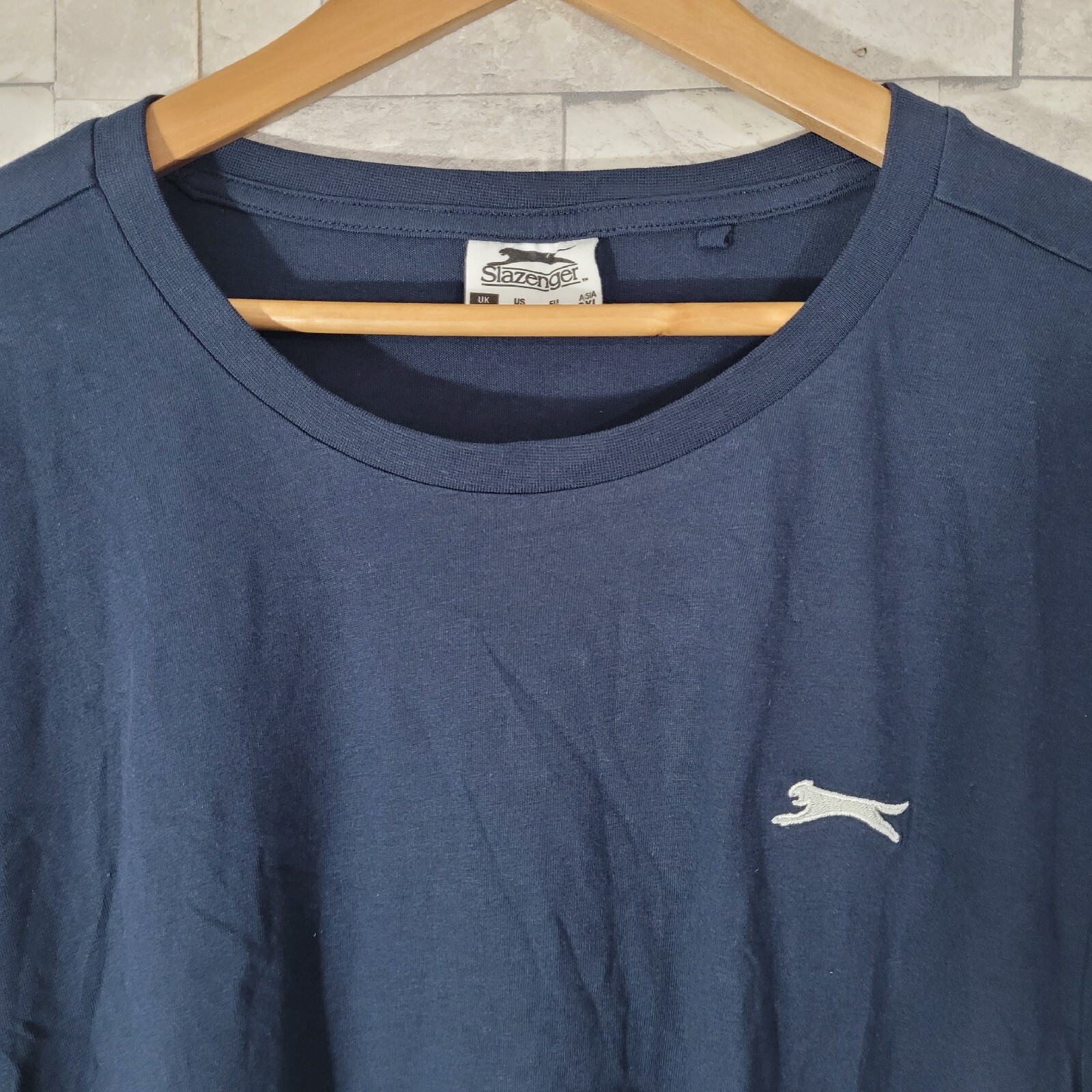 Mens SLAZENGER T Shirt Top Blue 2XL Dark Round Neck XXL Cotton Jersey gallery