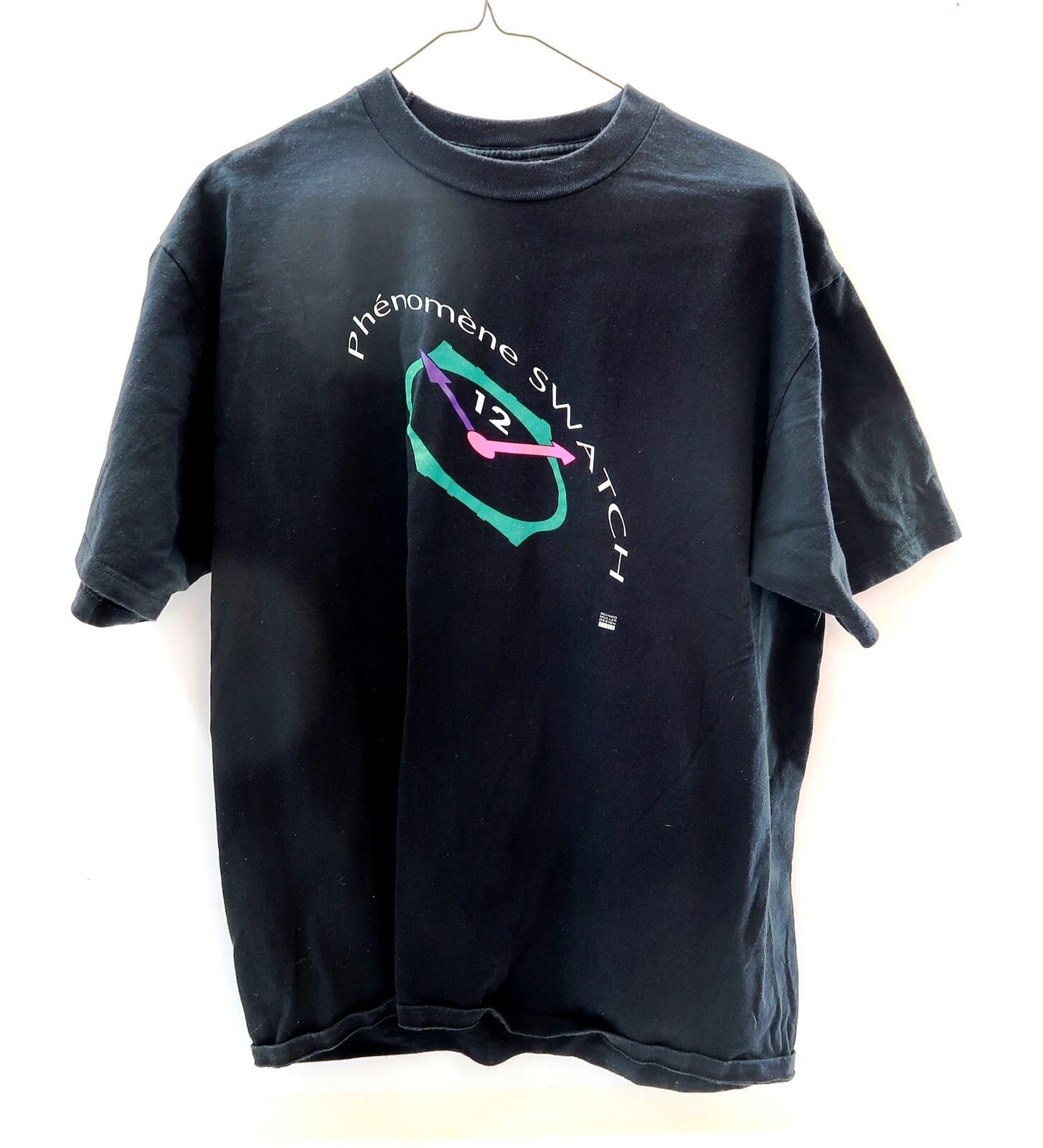 Vintage SWATCH WATCH Mens T-Shirt PHENOMENE Size XL SCHMID MULLER DESIGN black gallery