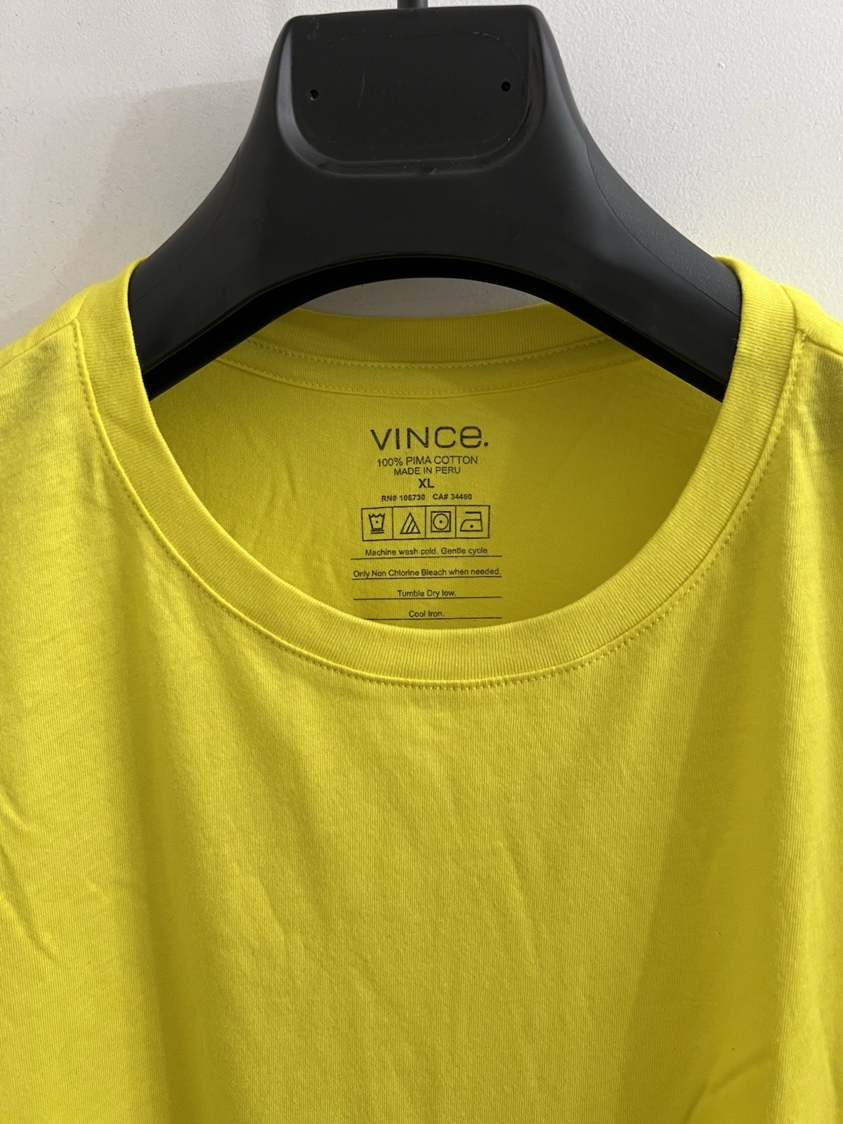 NWT Vince Men's Bright Yellow 100% Pima Cotton Crew-Neck Short Sleeve T-Shirt gallery