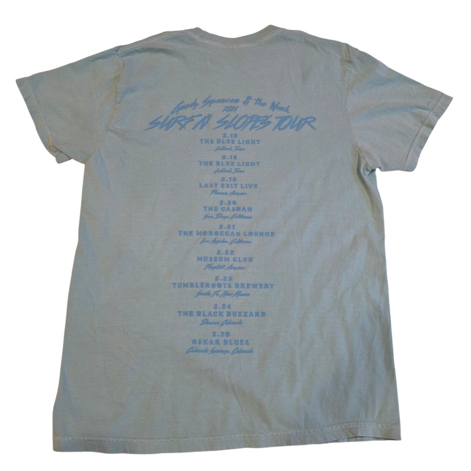 Grady Spencer & The Work Surf N Slopes Tour 2024 Band Tee Comfort Colors Blue M gallery