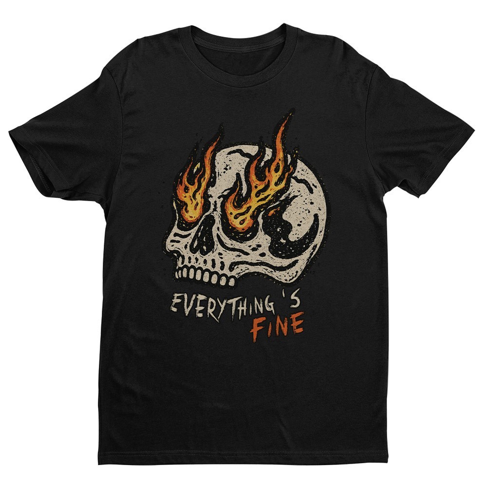Retro Everything Is Fine Skull Unisex T-shirt | Skull Lover Gifts for Men gallery