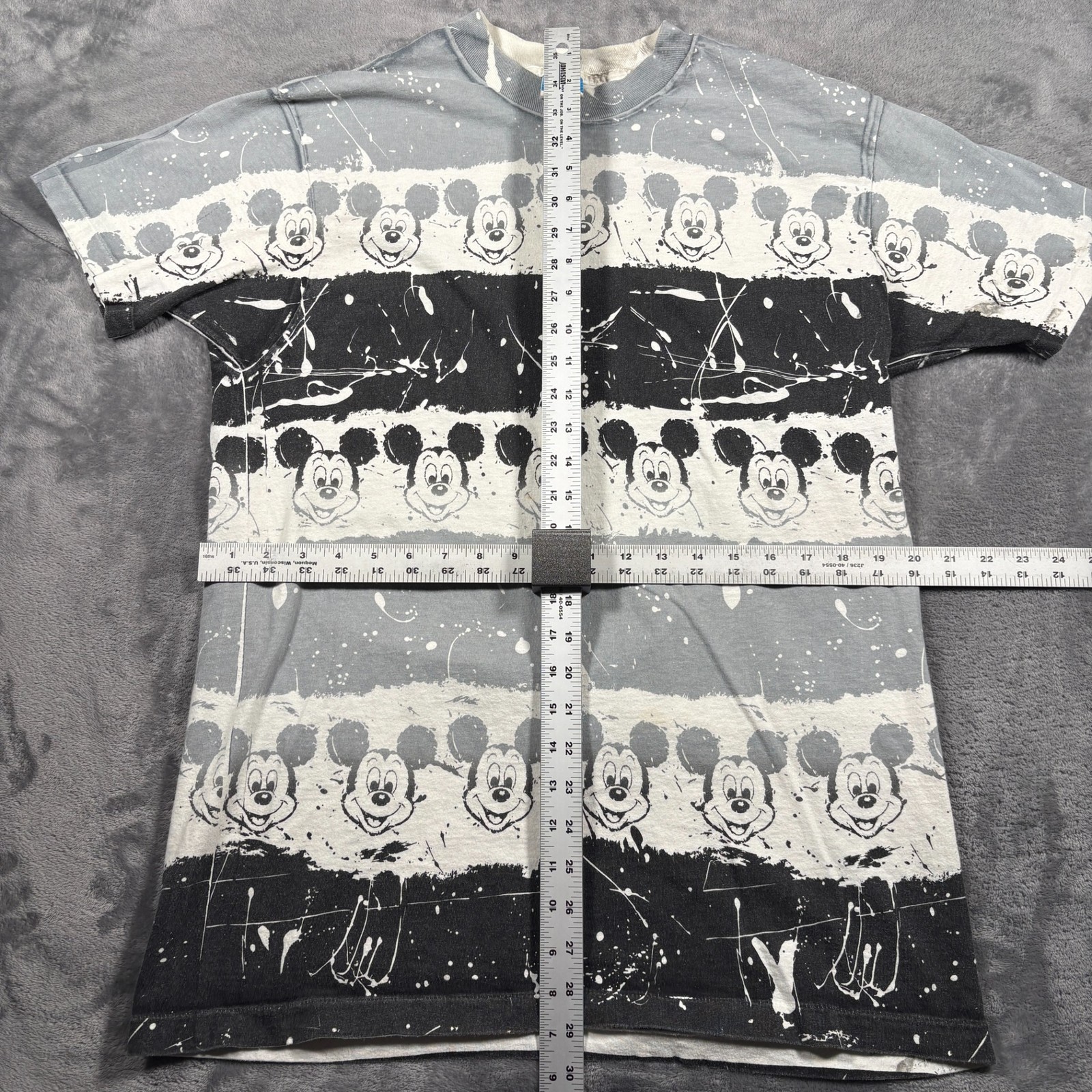 Vintage Disney T-Shirt Mens OSFA Multicolor Striped Mickey Mouse All Over Print gallery