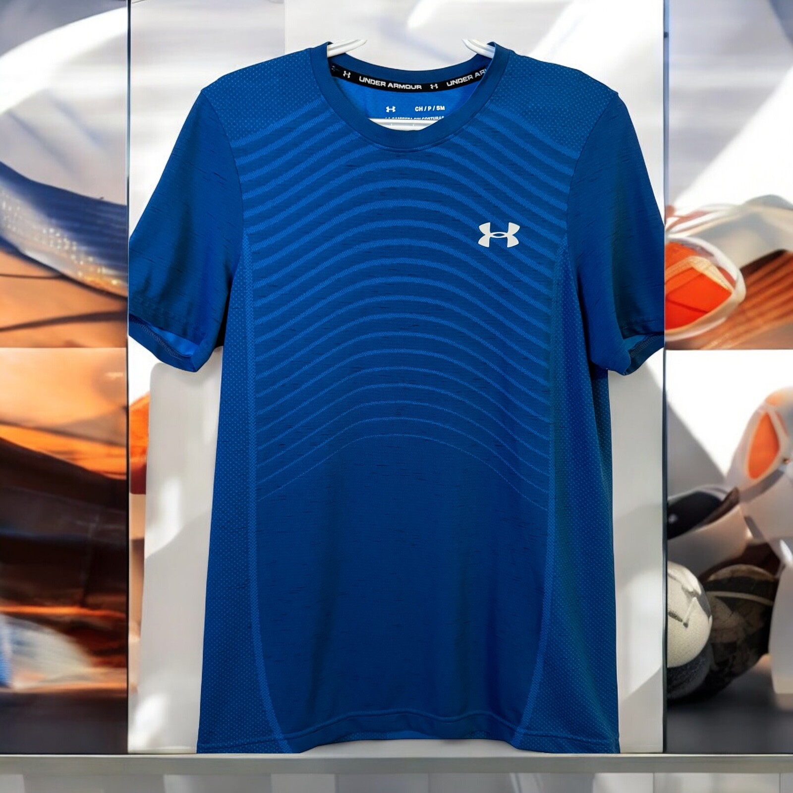 Under Armour The Seamless Tee Cenido Adjustado Fitted Heatgear Blue Size Small