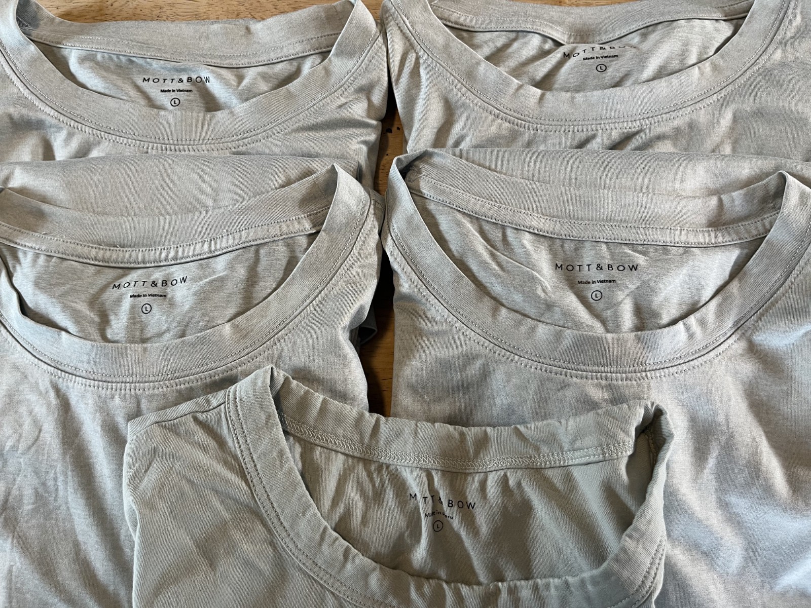 Lot Of 5 Mott & Bow Large Gray T Shirts Tech Tee Sea Salt Heather A04 gallery
